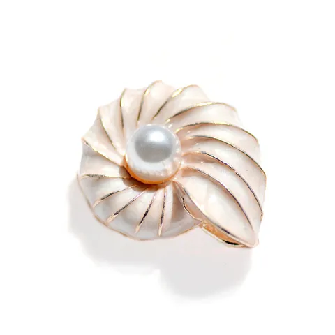 Vintage Legering Emaille Schelp Brooch Pin Kunstparel Verguld Mode Kleding Accessoires Sieraden Cadeau Voor Vrouwen Mannen
