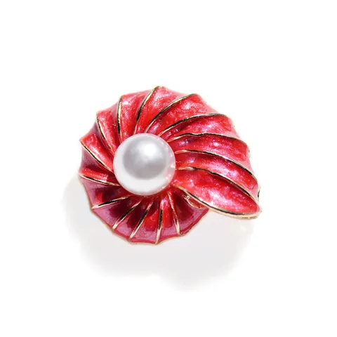 Vintage Legering Emaille Schelp Brooch Pin Kunstparel Verguld Mode Kleding Accessoires Sieraden Cadeau Voor Vrouwen Mannen