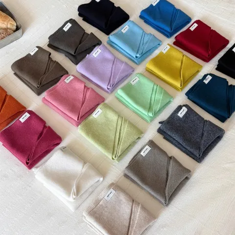 Women Winter Warm Pure Wool Triangle Scarf Solid Color Knitted Shawl Fashion Casual Daily Neck Wrap Scarf
