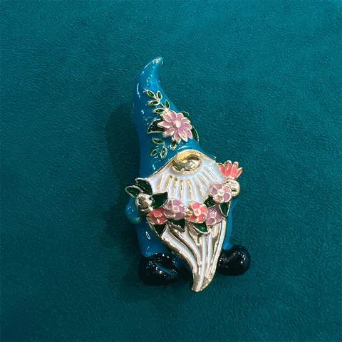 Vintage Enamel Cute Gnome Brooch Cartoon Character Lapel Pin Anti-glare Corset Badge Clothing Accessories Jewelry Gift