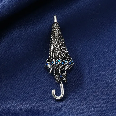 Vintage Alloy Rhinestone Umbrella Brooch Cute Cartoon Shirt Suit Lapel Pin Creative Fashion Jewelry Accessory Gift For Women
