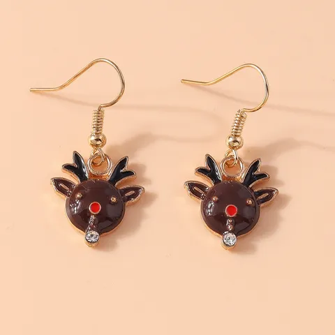 Orecchini a Gancio in Smalto a Tema Natalizio in Lega di Zinco Babbo Natale Pupazzo di Neve Renna Fiocco di Neve Gioielli Festivi Regalo Donna
