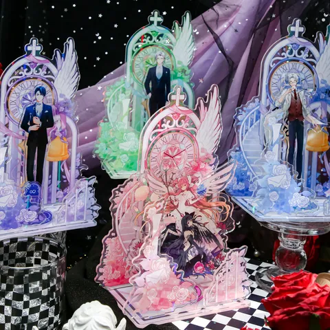 Acryl Laser Anime Stand Display Blumenschwur Thema Gothic Träumerisches Desktop Ornament Desktop Stand Für Badges