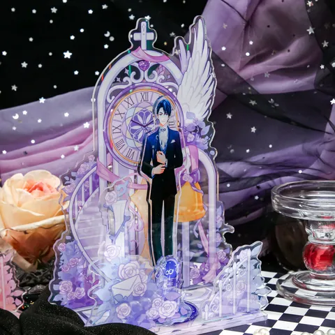 Acryl Laser Anime Stand Display Blumenschwur Thema Gothic Träumerisches Desktop Ornament Desktop Stand Für Badges