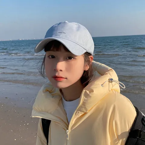 Damen Casual Baumwolle Baseballkappe Sommer Japanisch Frisch Buchstaben Stickerei Weiche Oberseite Einstellbare Sonnenschutz Dad Hut
