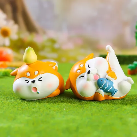 Creative Resin Shiba Inu Animal Desk Ornaments Cute Cartoon Car Center Console Decoration Figurine Children Toy Gift Wholesale