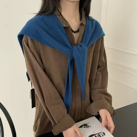 Korean Style Pure Wool Cross Pointed Shawl Women Winter Warm Outer Wear Fashion Solid Color Scarf Cape