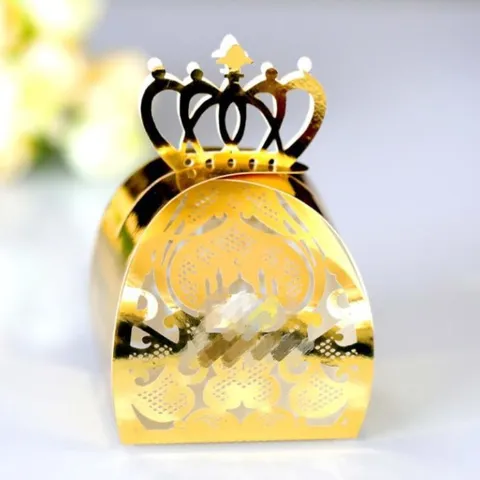 Goldene Krone Geschenkschachtel Hohl Lasergeschnitten Papier Süßigkeitenschachtel Für Geburtstag Hochzeit Eid Mubarak Ramadan Party