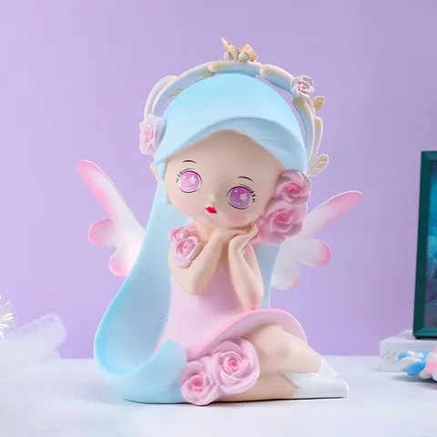 Salvadanaio in Vinile Carina Fata dei Fiori da Sogno Grande Capacità Scatola Risparmio Denaro Ornamento Scrivania Regalo per Bambini Decorazione Casa