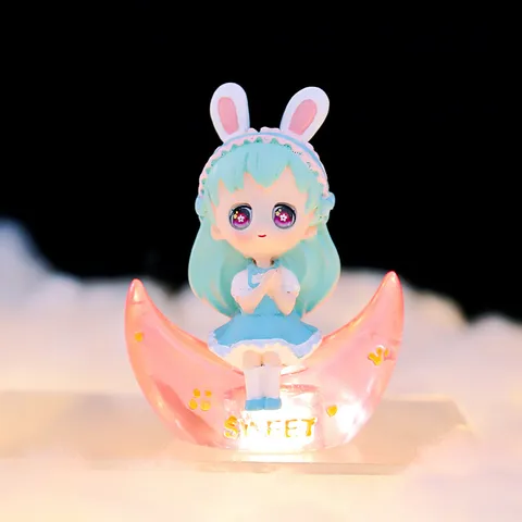 Chica Luna Luz Nocturna Estatua de Princesa de Resina Sintética Adorno de Escritorio Estatuilla Luminosa Para Dormitorio Decoración del Hogar Regalo
