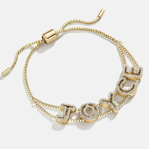 DIY 26 Letters Alphabet Pendant Bracelet Copper Zirconia Personalized Name Custom Jewelry For Women Gift