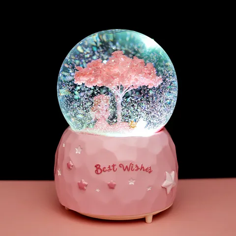 Romantic Angel Girl Snow Globe Music Box With LED Light Water Crystal Ball Home Decor Gift