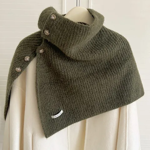 Damen Winter Stehkragen Strickschal Knöpfe Warmes Cape Weicher Zopfstrick Poncho Lässiger Einfarbiger Mantel Für Den Alltag Gemütlicher Umhang