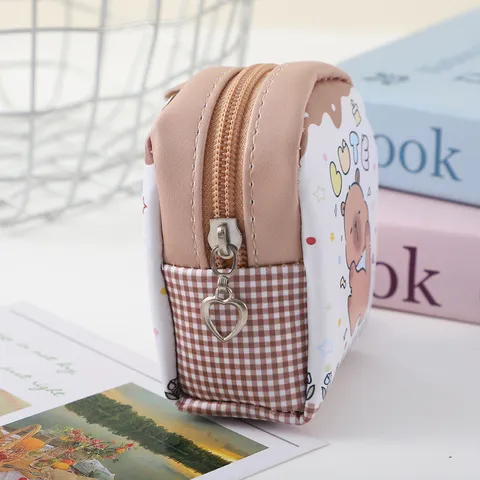 Cute Capybara Mini Backpack Shape Coin Purse Portable Student Storage Bag Earphone Pouch PU Leather Cartoon Wallet