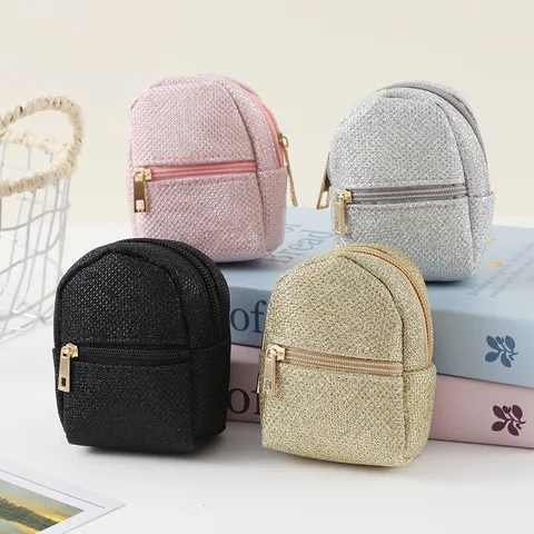 Mini Sequin Backpack Coin Purse Cute Cartoon Student Travel Bag Keychain Earphone Storage Pouch Fashion Wallet
