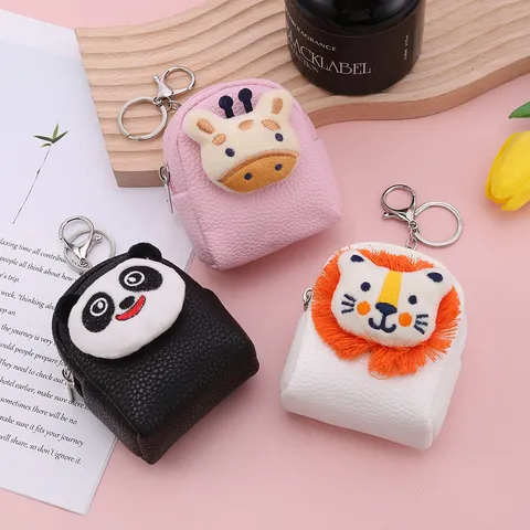 Mini PU Leather Cartoon Animal Coin Purse Cute Portable Small School Bag Pendant