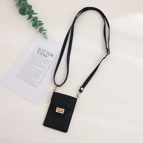 Women PU Leather Quilted Crossbody Cell Phone Bag Mini Shoulder Bag Turn Lock Small Handbag Daily Casual Purse