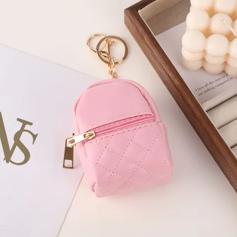 Mini Quilted Backpack Coin Purse Portable Earphone Storage Bag Creative Keychain Pendant Wallet Daily Accessories