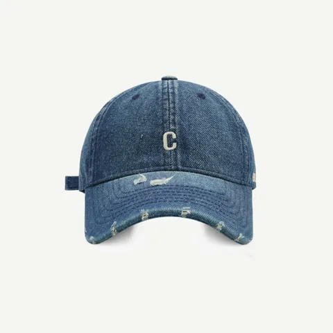 Gewaschene Baumwolle Denim Baseball Cap Für Damen Herren Gestickter Buchstabe Vintage Zerstörte Verstellbare Sonnenschutz Sonnenhut