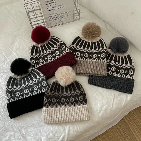 Kinder Winter Warm Gestrickte Wolle Mütze Und Schal Set Kinder Retro Geometrische Mütze Und Schal Kaltes Wetter Ausrüstung