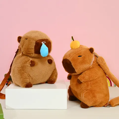 Mochila De Peluche De Carpincho Lindo Animal De Dibujos Animados Bolso De Estudiante Gran Capacidad Mochila De Peluche Suave
