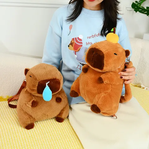 Mochila De Peluche De Carpincho Lindo Animal De Dibujos Animados Bolso De Estudiante Gran Capacidad Mochila De Peluche Suave