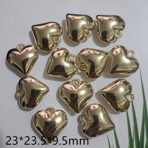 Electroplated Metallic Gloss Heart Shape CCB Plastic Pendants For DIY Jewelry Making Bracelet Necklace Craft Findings
