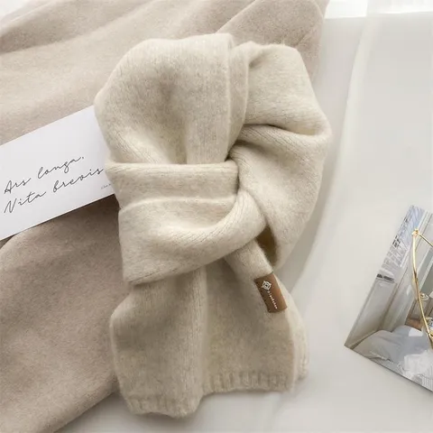 Schal Im Koreanischen Stil Kuscheliger Strick Wollmischung Kleiner Für Damen Einfarbig Warmer Nackenwärmer Halstuch Herbst Winter Commuter Weicher Shawl