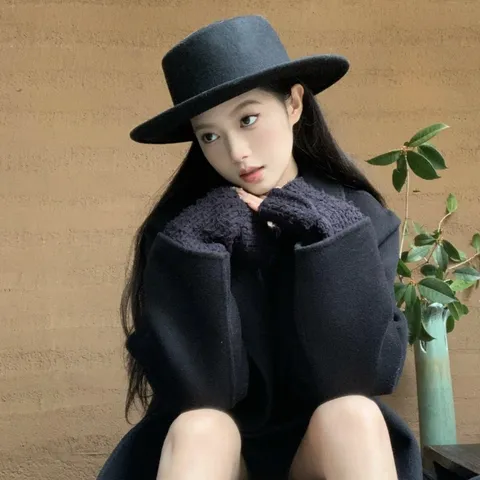 Retro Kunstwolle Fedora Hut Damen Herren Flache Krone Flache Krempe Breiter Krempe Filz Jazz Hut Herbst Winter Lässiger Schlichter Hut