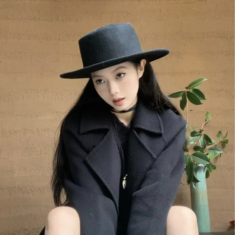 Retro Kunstwolle Fedora Hut Damen Herren Flache Krone Flache Krempe Breiter Krempe Filz Jazz Hut Herbst Winter Lässiger Schlichter Hut