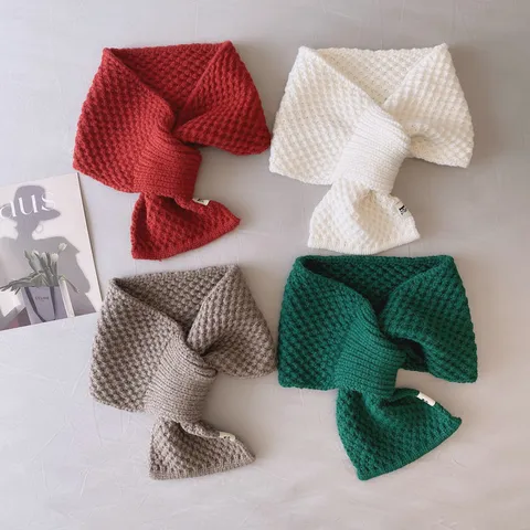 Damen Strickschal Winter Warm Überkreuzter Nackenwärmer Einfarbig Kaschmir-ähnlicher Weicher Kleiner Schal Für Damen Student Geschenk