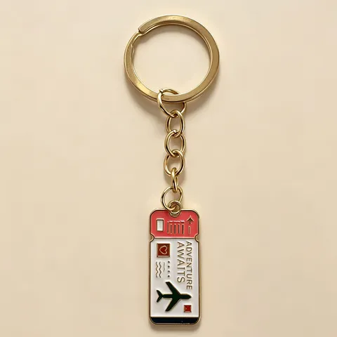 Adventure Awaits Airplane Ticket Keychain Metal Boarding Pass Pendant Travel Theme Backpack Charm Couple Friendship Gift Accessory