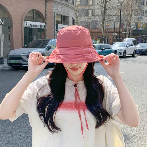 Chapeau Bob Été Mince pour Femmes Séchage Rapide Protection Solaire Respirant Chapeau de Soleil Avec Cordon Réglable