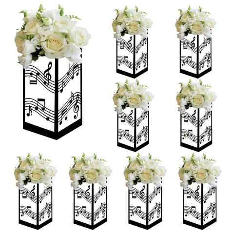 Laser Cut Black Cardboard Lampshade Musical Note Pattern Paper Candle Cover For Music Festival Party Decor