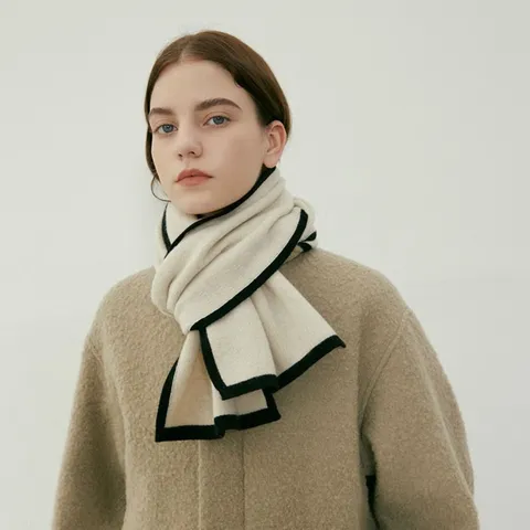 Sciarpa a Maglia a Contrasto in Stile Coreano Per Donna Morbida Calda Autunno Inverno Scaldacollo Acrilico Tinto In Filo Sciarpa Spessa