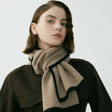 Sciarpa a Maglia a Contrasto in Stile Coreano Per Donna Morbida Calda Autunno Inverno Scaldacollo Acrilico Tinto In Filo Sciarpa Spessa