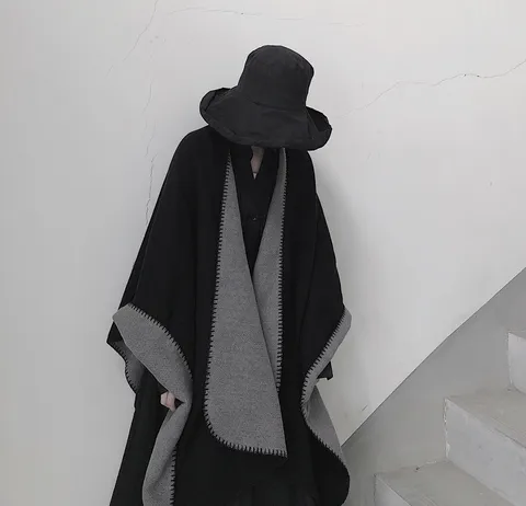 Nordic Jacquard Fringed Shawl Wrap Winter Warm Acrylic Cape Casual Open Front Poncho Scarf Outerwear For Women