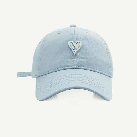 Koreanischer Stil Süß Baumwolle Herz Gestickt Baseballkappe Für Damen Gebogene Krempe Sonnenschutz Outdoor Sonnenschirm Kappe