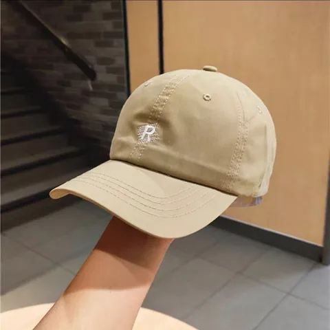 Cotton Embroidered R Letter Baseball Cap For Women Men Korean Style Casual Sun Protection Adjustable Trucker Hat Outdoor Sports Sunshade Peaked Cap