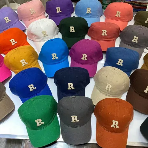 Unisex Cotton Baseball Cap Adjustable Soft Top Curved Brim Sun Hat Embroidery R Logo Casual Sport Hat