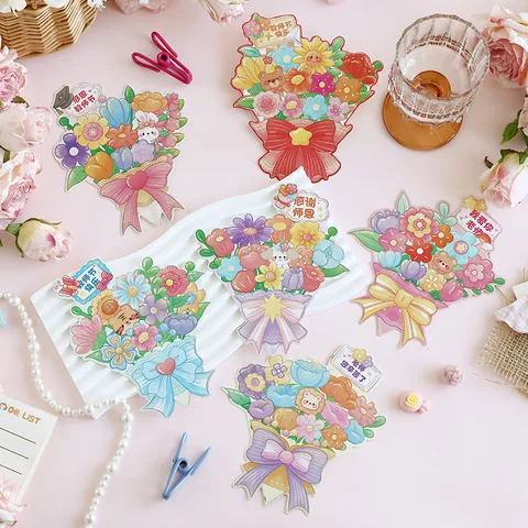 Tarjeta de Felicitación con Ramo Plegable 3D Pastoral Para El Día Del Maestro Tarjeta de Cartulina Estampada Floral