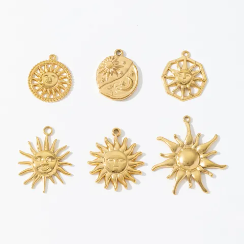Gold Plated Stainless Steel Sun Moon Pendants For DIY Necklace Bracelet Making Earring Charms Celestial Jewelry Accessories