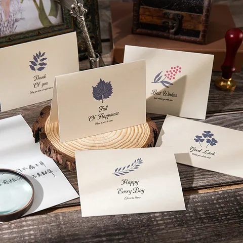 Vintage Spezialpapier Grußkarte Mit Kraftpapier Umschlag Retro Botanische Blumen Nachricht Karte Für Abschluss Geburtstag Segen