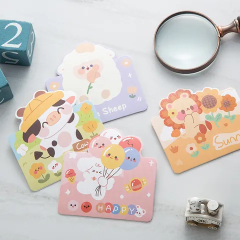 Tarjeta de Felicitación Creativa Oso Animal de Dibujos Animados Mini Tarjeta de Mensaje de Regalo Cumpleaños Decoración Ramo