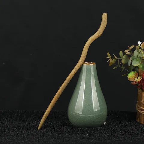 Green Sandalwood Hair Stick Vintage Wooden Hairpin Handcrafted Chinese Style Hair Fork Hair Accessories For Women