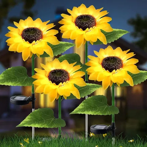 Solar Sunflower Lawn Light Outdoor Garden Waterproof Landscape Light LED Decorative Stake Light For Yard Pathway Patio Decor