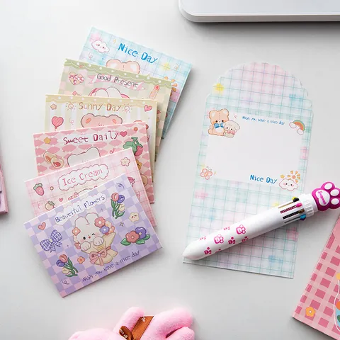 Tarjeta de Felicitación de Dibujos Animados Linda Tarjeta de Mensaje Plegada Cartulina Impresa Tarjeta de Bendición Para Regalo Diario Festivo