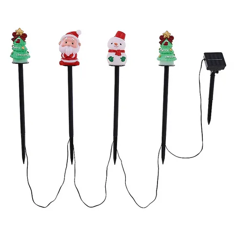 Solar Christmas Outdoor LED Stake Lights Waterproof Garden Lawn Landscape Santa Snowman Tree Holiday Decor