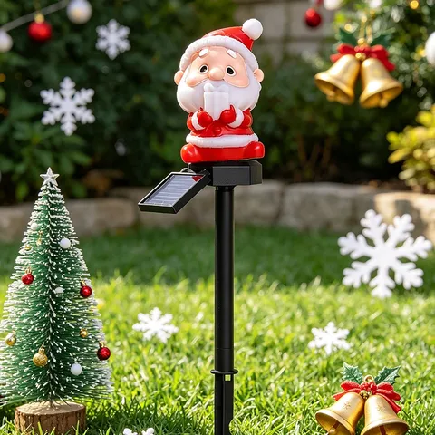 Solar Christmas Outdoor LED Stake Lights Waterproof Garden Lawn Landscape Santa Snowman Tree Holiday Decor