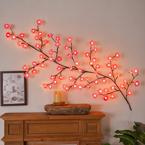 LED Plum Blossom Branch Light USB Powered Flower Vine Fairy String Light Warm White Indoor Decorative Night Light